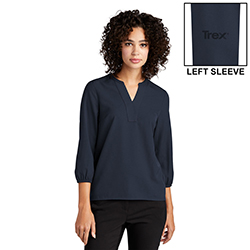 TREX - STRETCH CREPE 3/4 SLEEVE BLOUSE - LADIES
